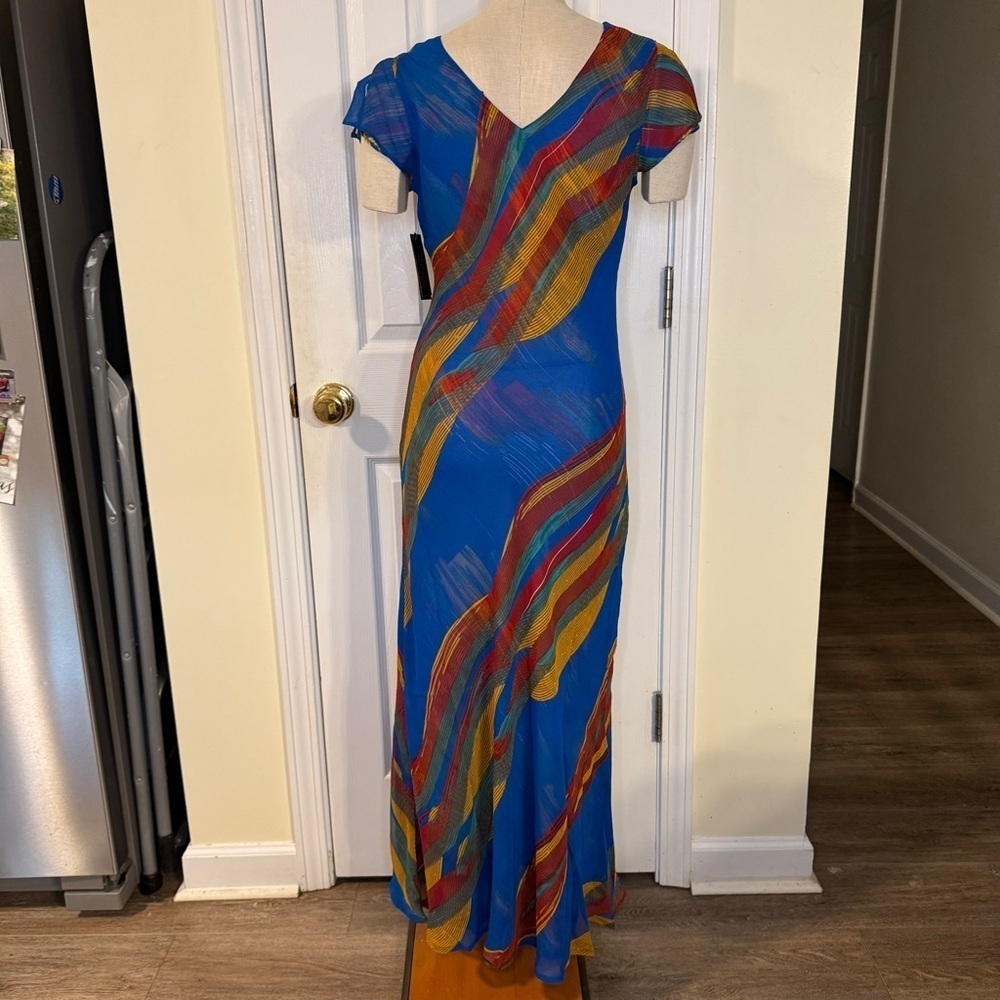 Jasmine KC Reversible Mesh Maxi Dress | Multicolor Abstract Print | Size M NWT - Picture 4 of 8